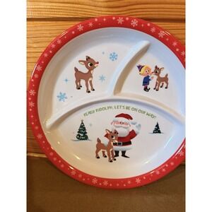 Rudolph The Red Nose Reindeer Divided Melamine Plate Christmas